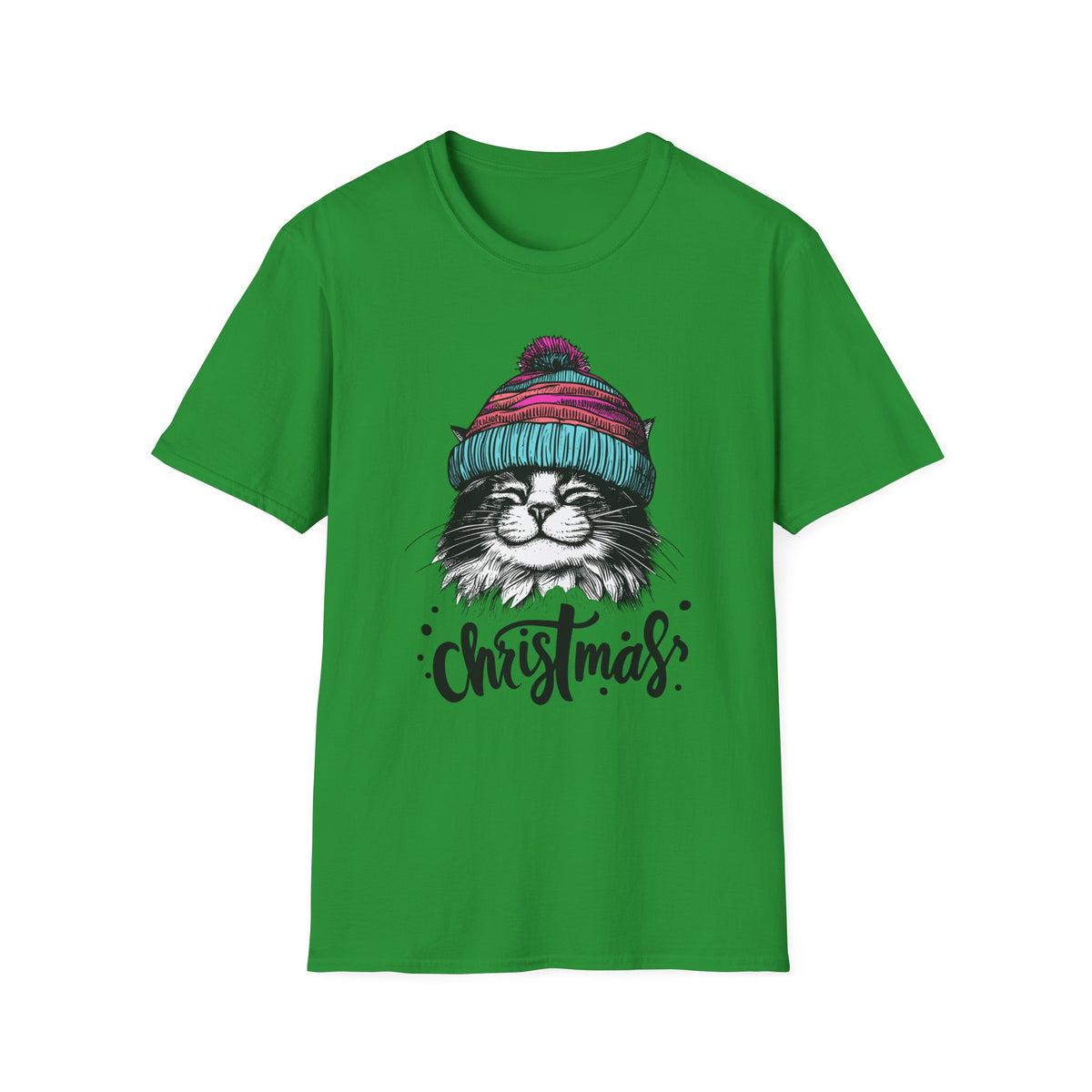Christmas Cat Tee — Cozy Beanie Cat Graphic T-Shirt