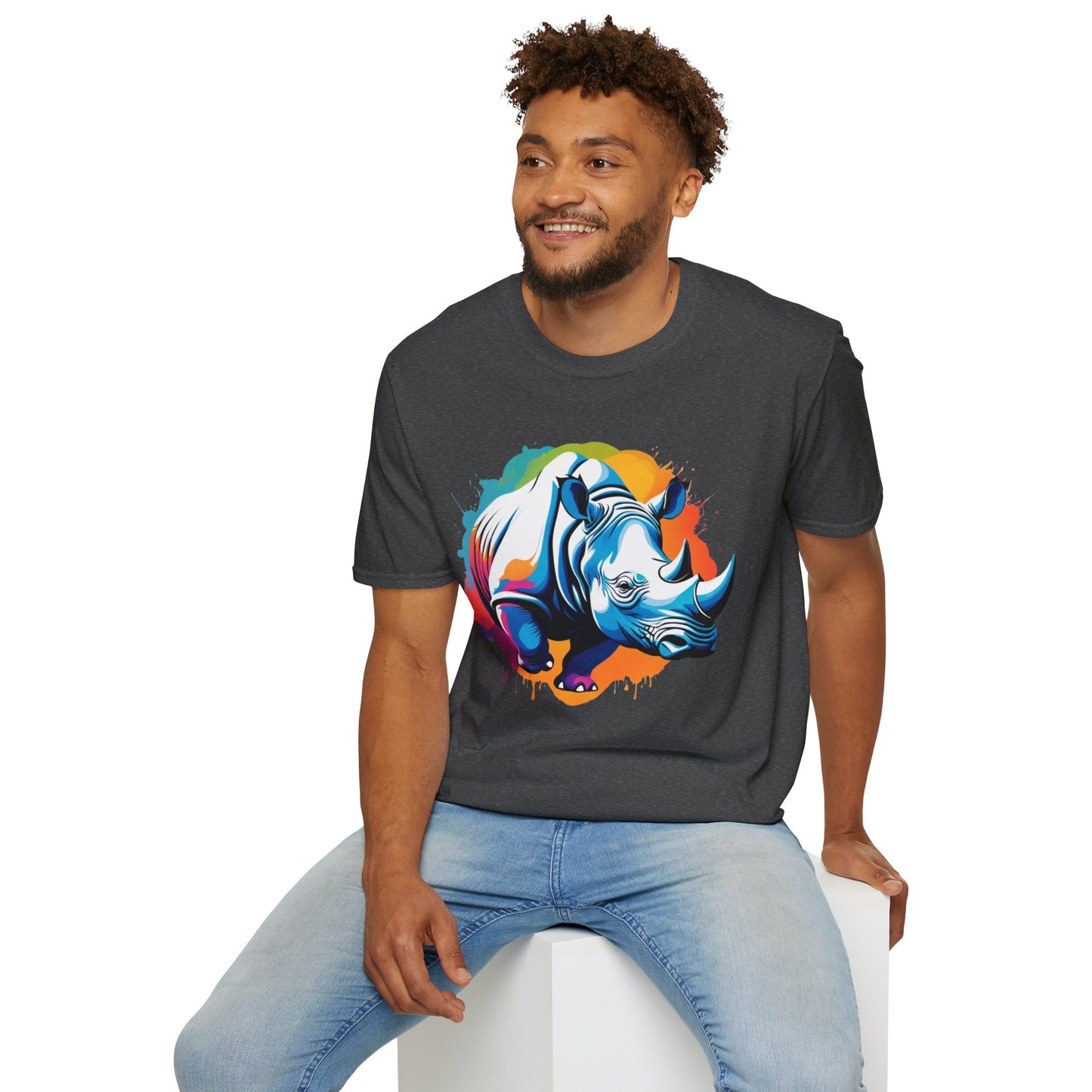 Multicolored Rhino Graphic Unisex  T-Shirt