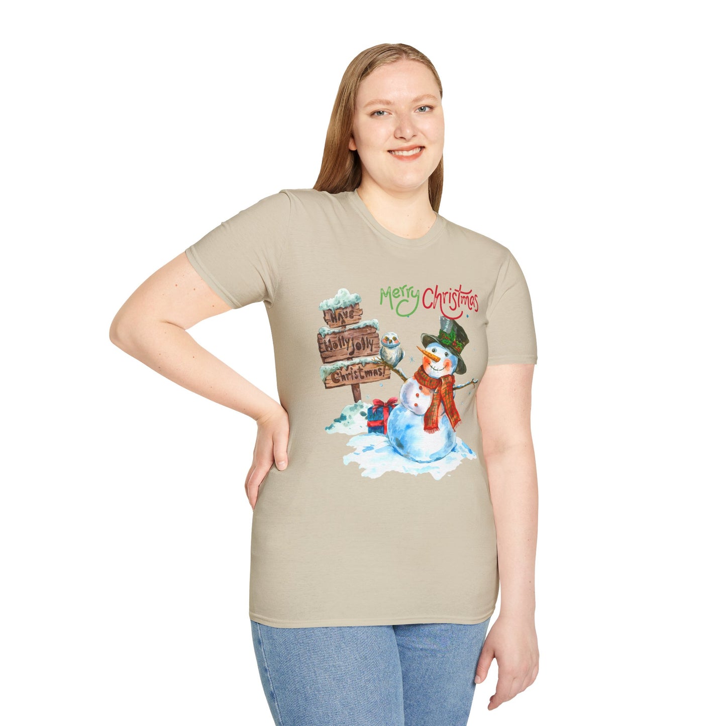 Frosty Fun Merry Christmas Snowman Unisex Tee