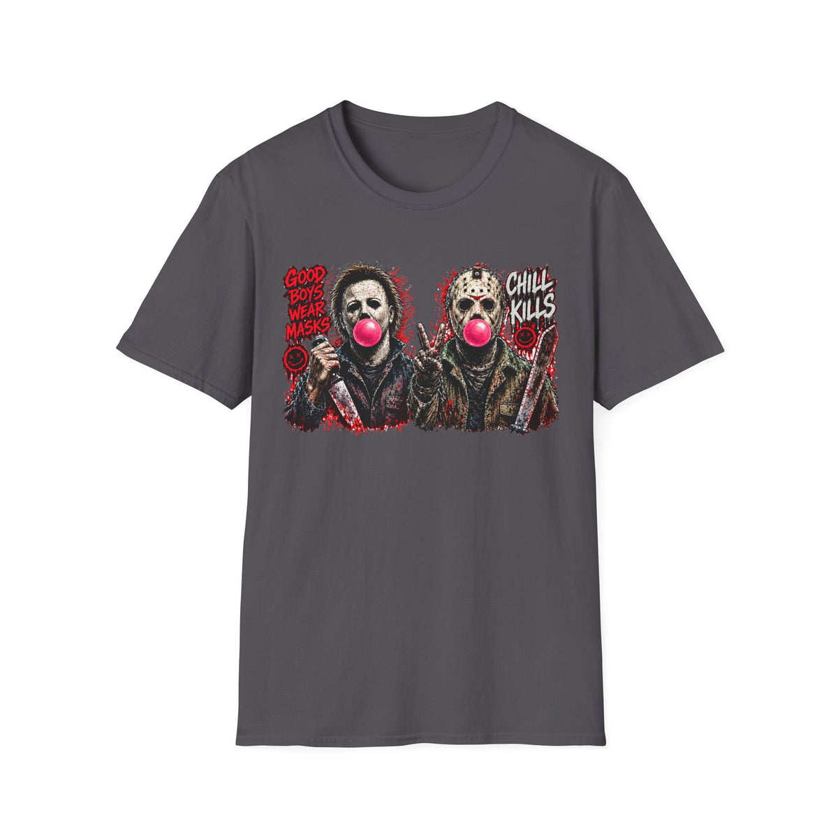 Masked Duo Horror Graphic T-Shirt