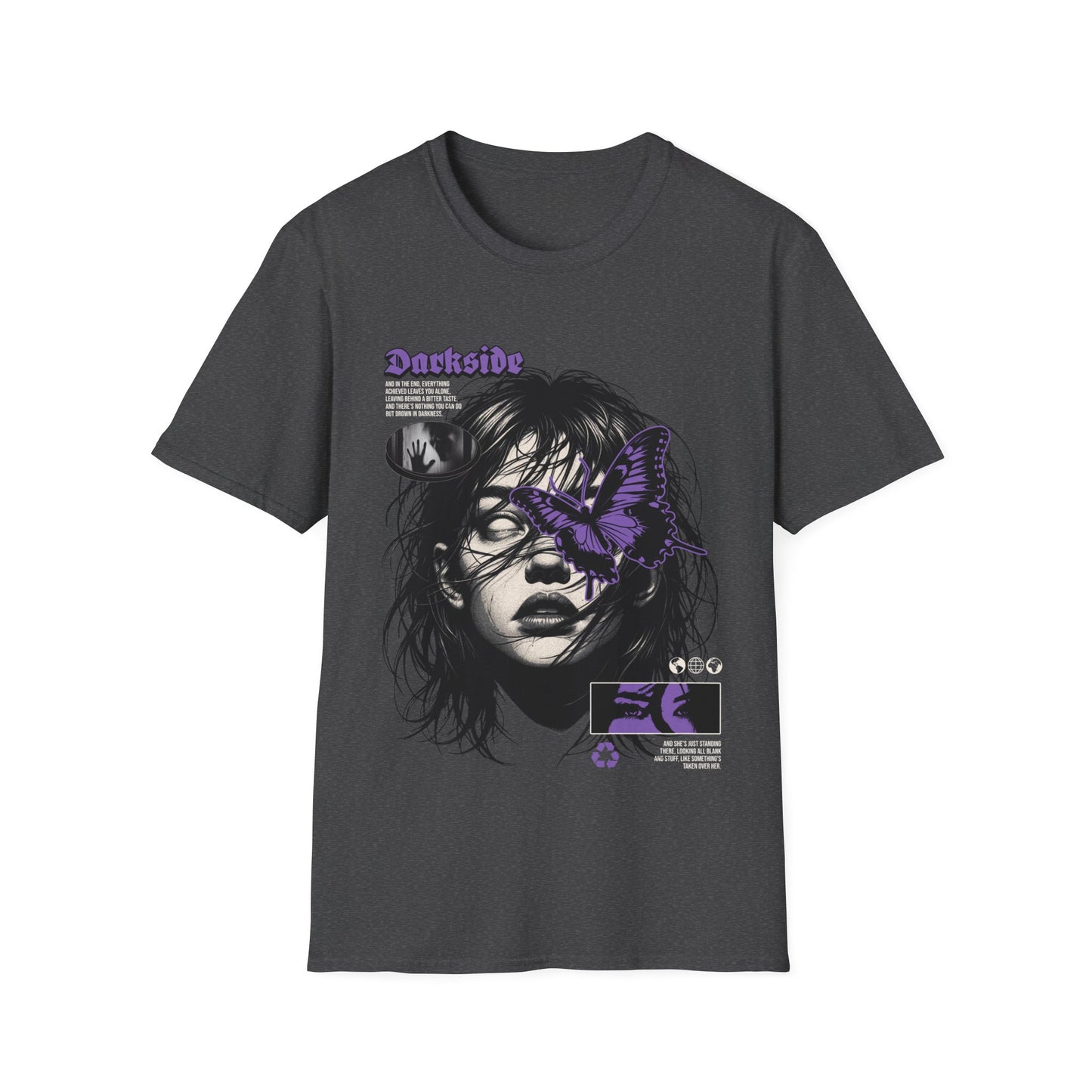 Graphic Tee - Moody Portrait with Purple Butterfly Accent