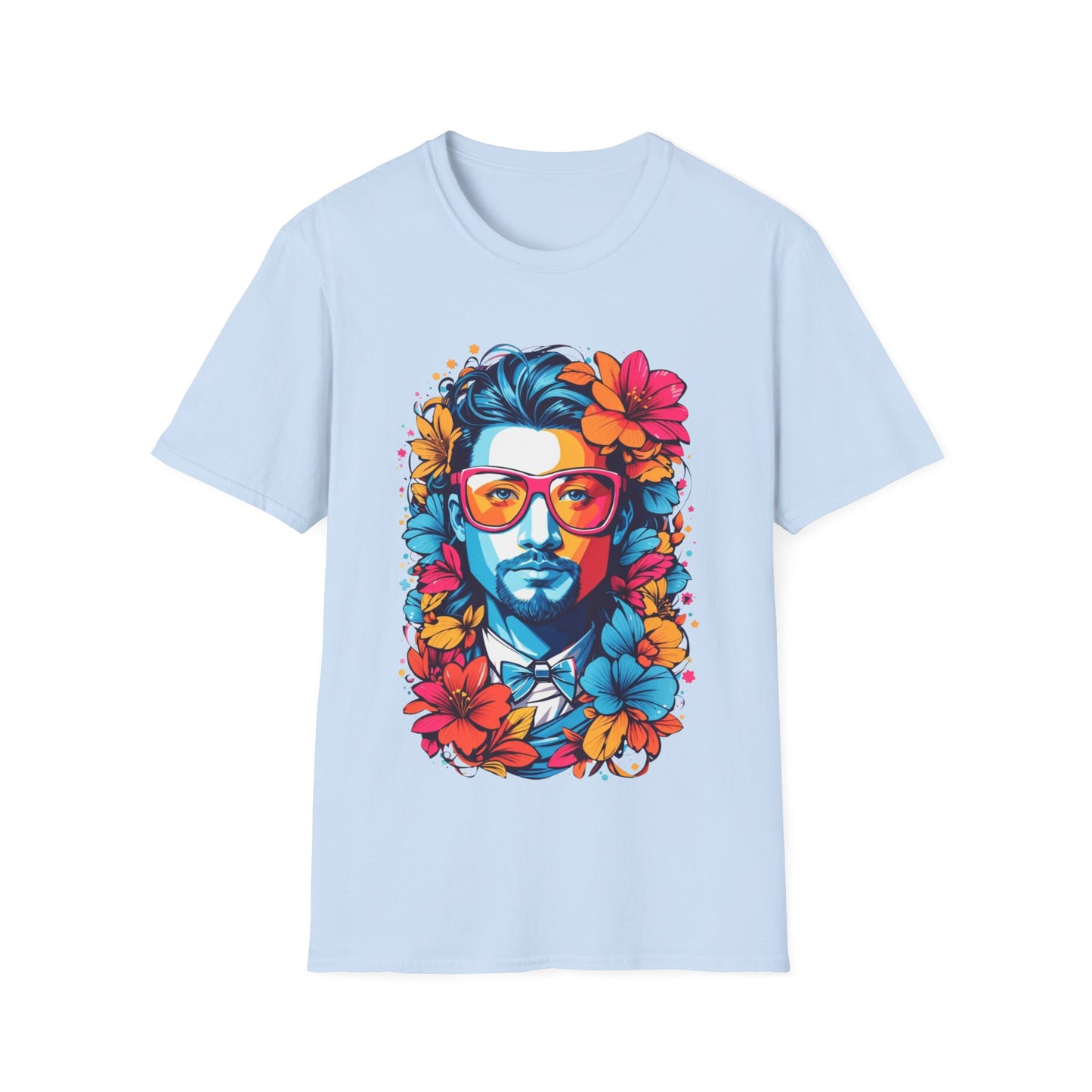 Vibrant Floral Portrait Unisex Softstyle T-Shirt