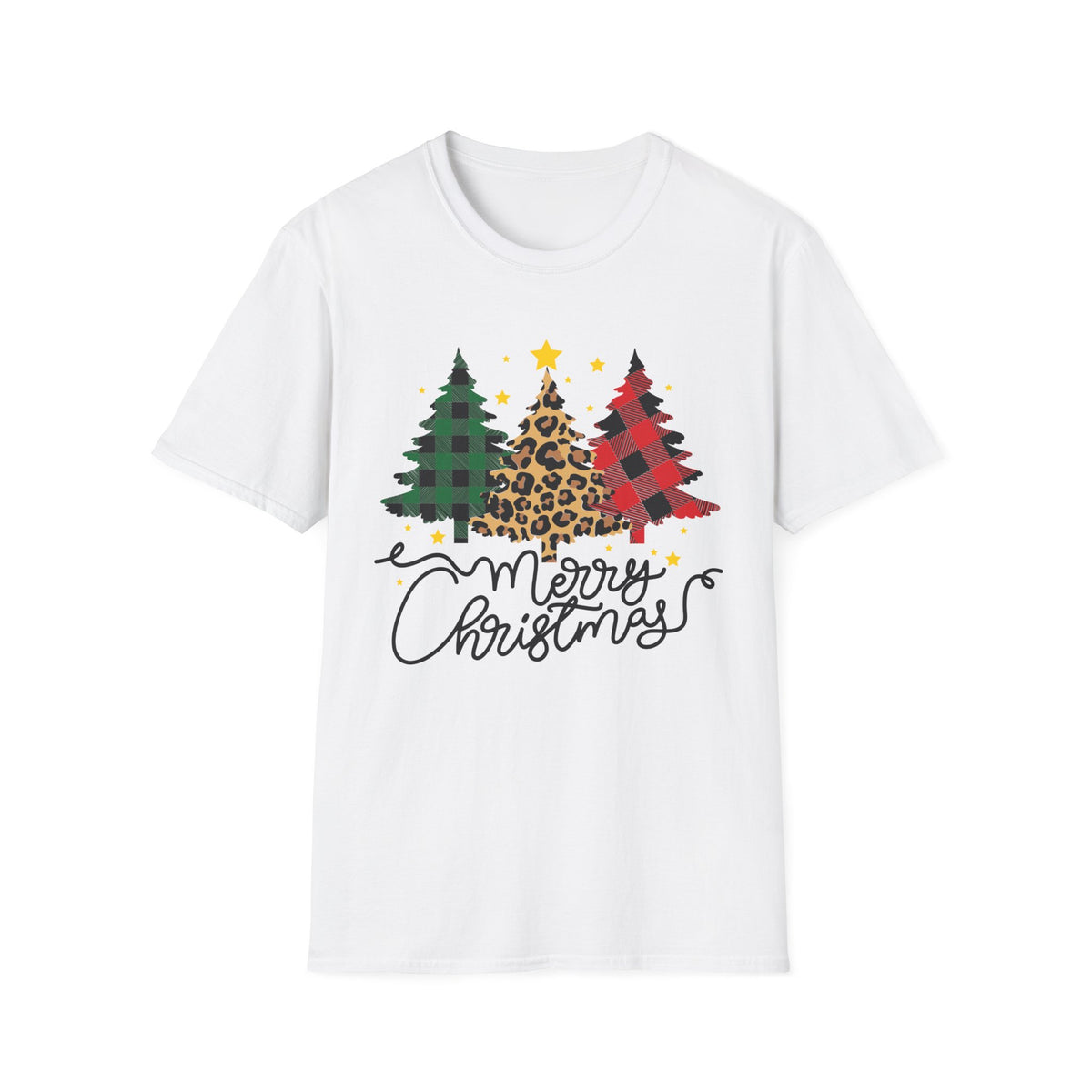 Christmas Buffalo Plaid & Leopard Tree T-Shirt — Merry Christmas Graphic Tee