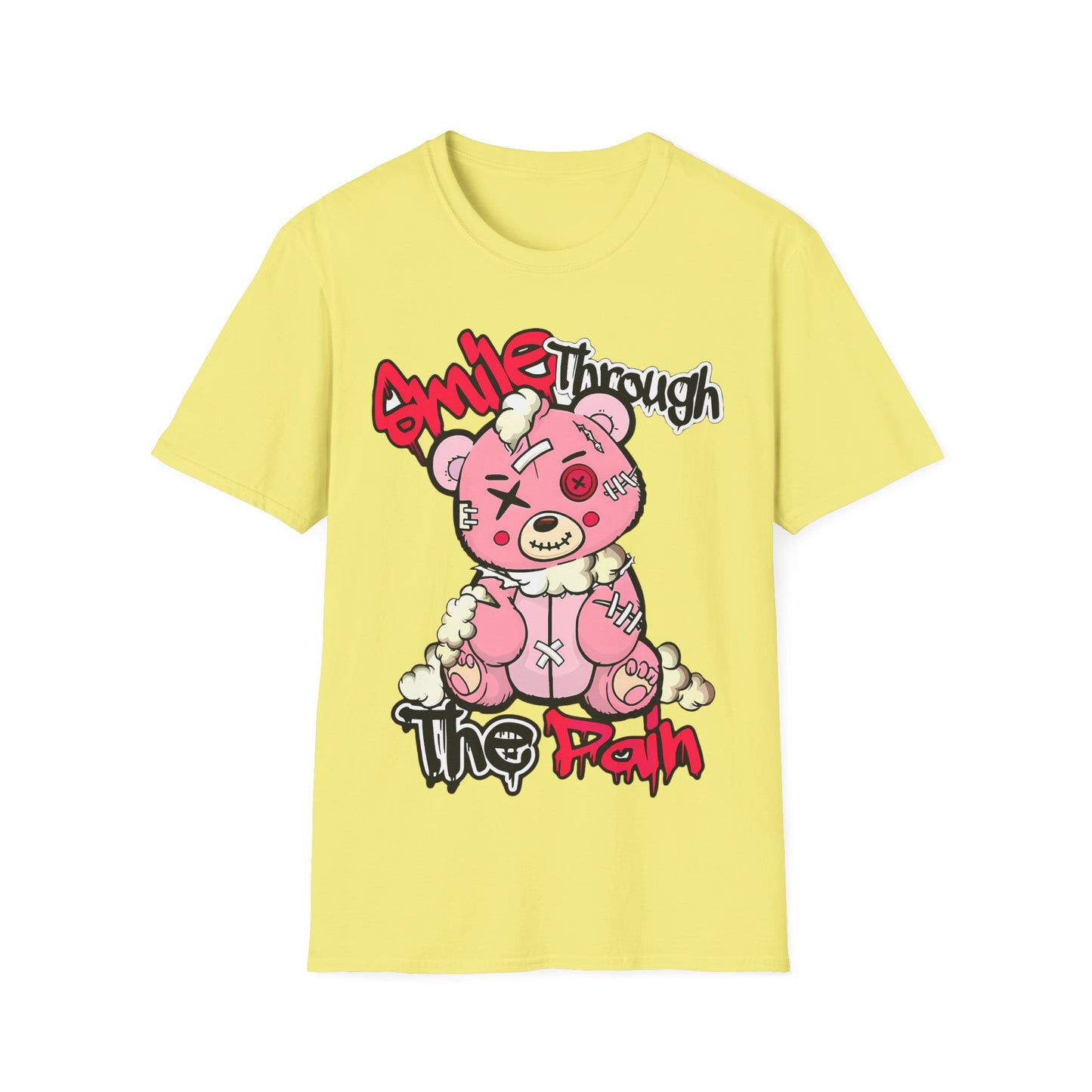 Smile Through The Pain T-Shirt — Cute Grunge Pink Teddy Graphic Tee