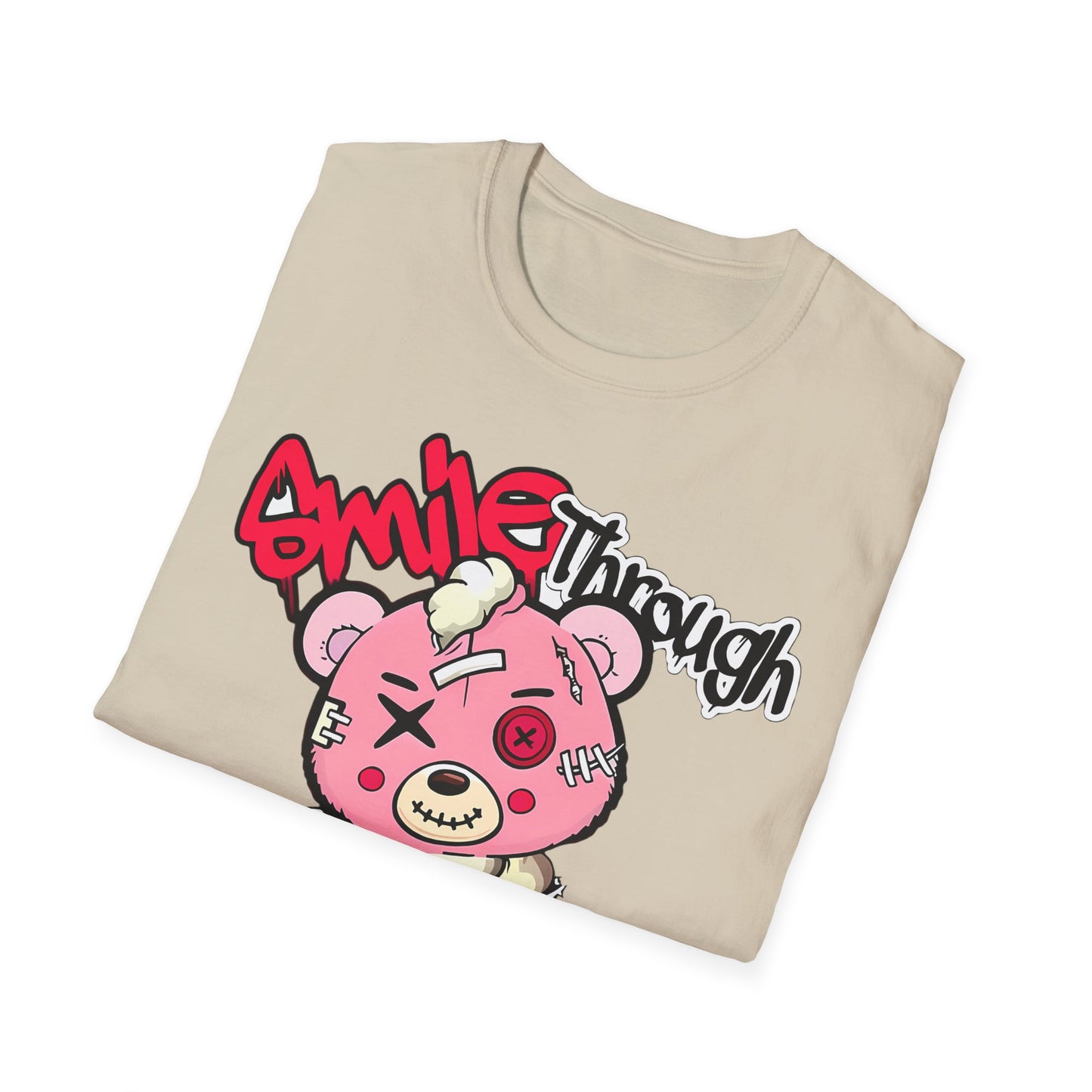 Smile Through The Pain T-Shirt — Cute Grunge Pink Teddy Graphic Tee