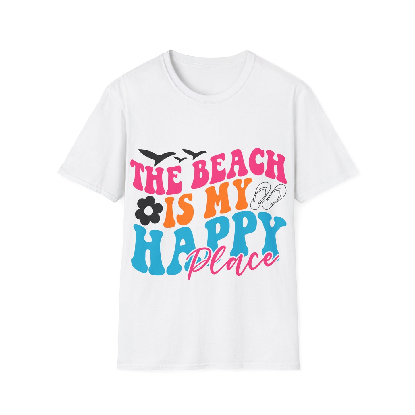 The Beach is my Happy Place ,Unisex Softstyle T-Shirt