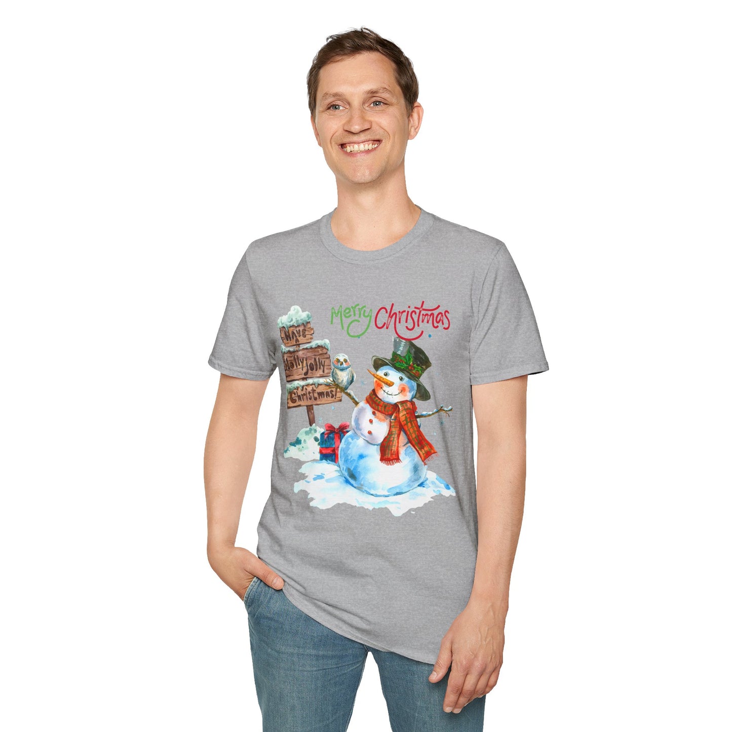 Frosty Fun Merry Christmas Snowman Unisex Tee