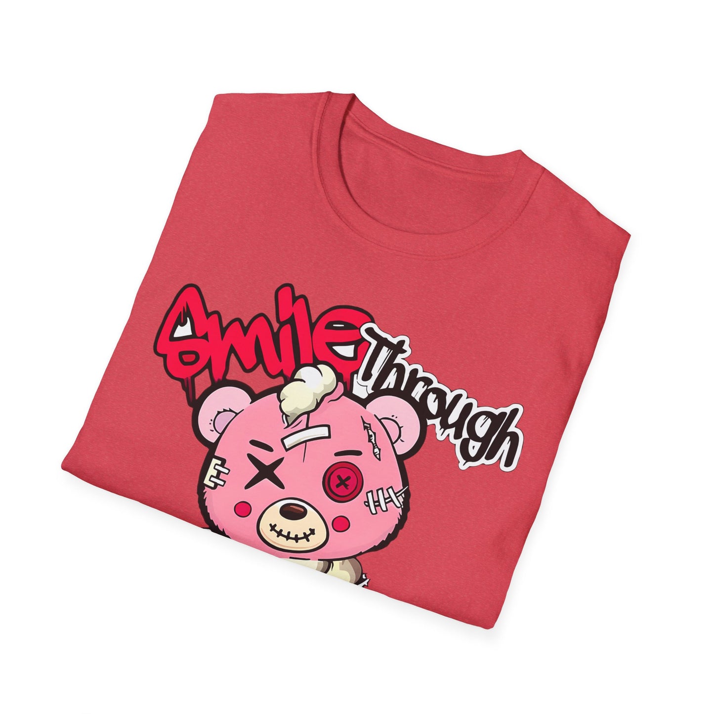 Smile Through The Pain T-Shirt — Cute Grunge Pink Teddy Graphic Tee
