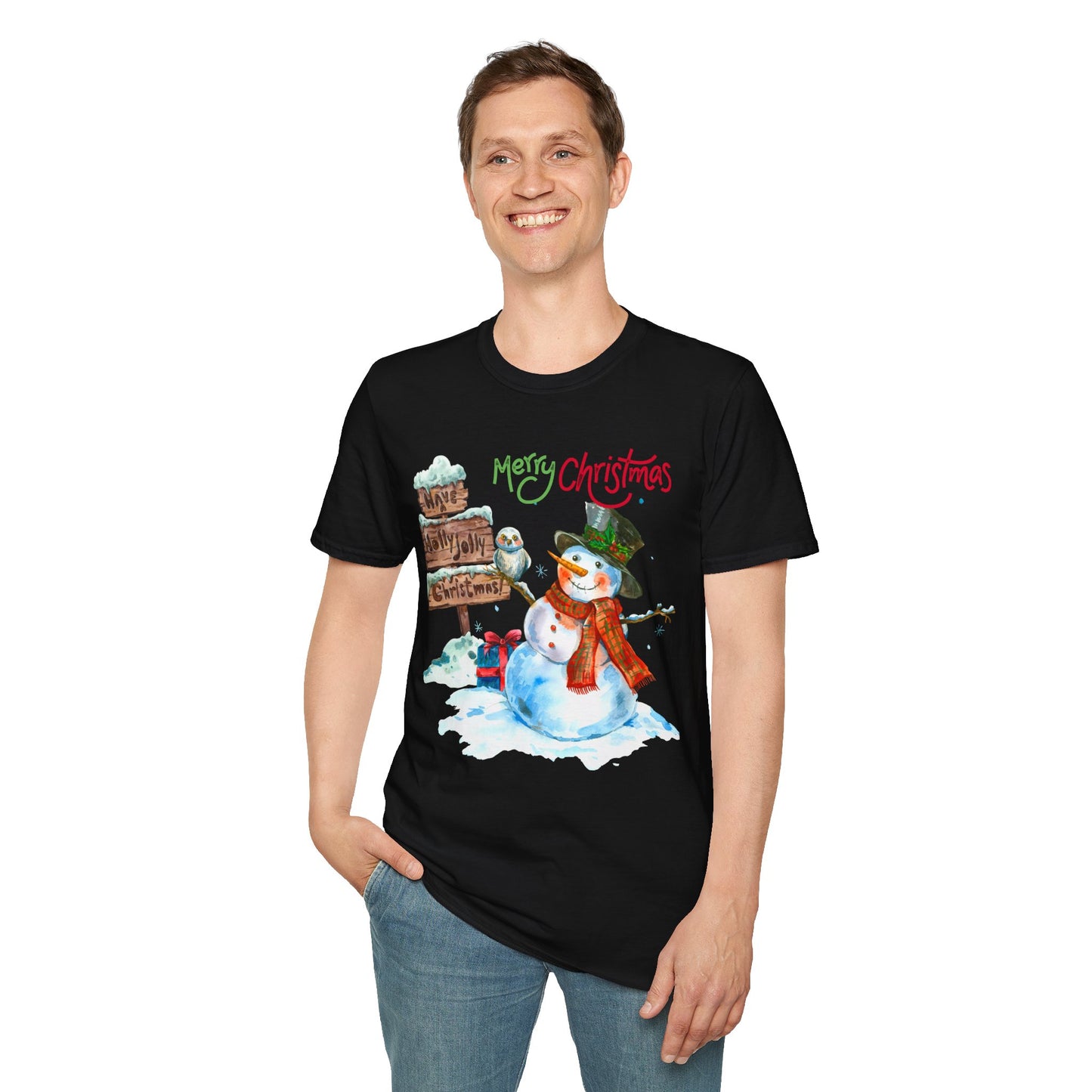 Frosty Fun Merry Christmas Snowman Unisex Tee