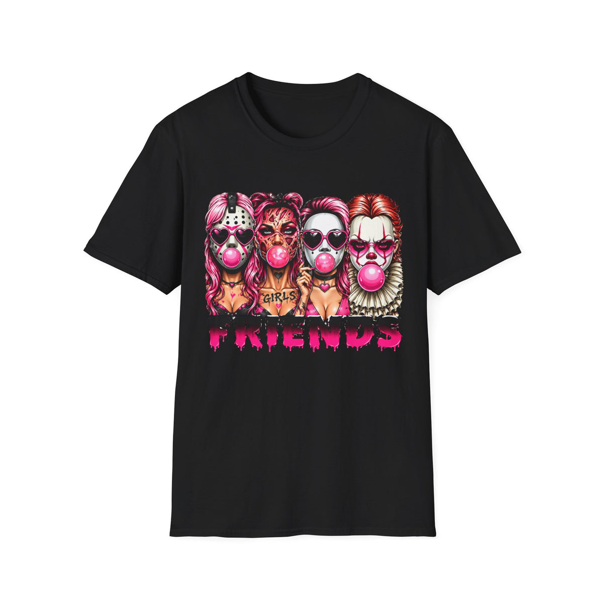 Friends Horror  Graphic T-Shirt – Colorful Retro Character Design