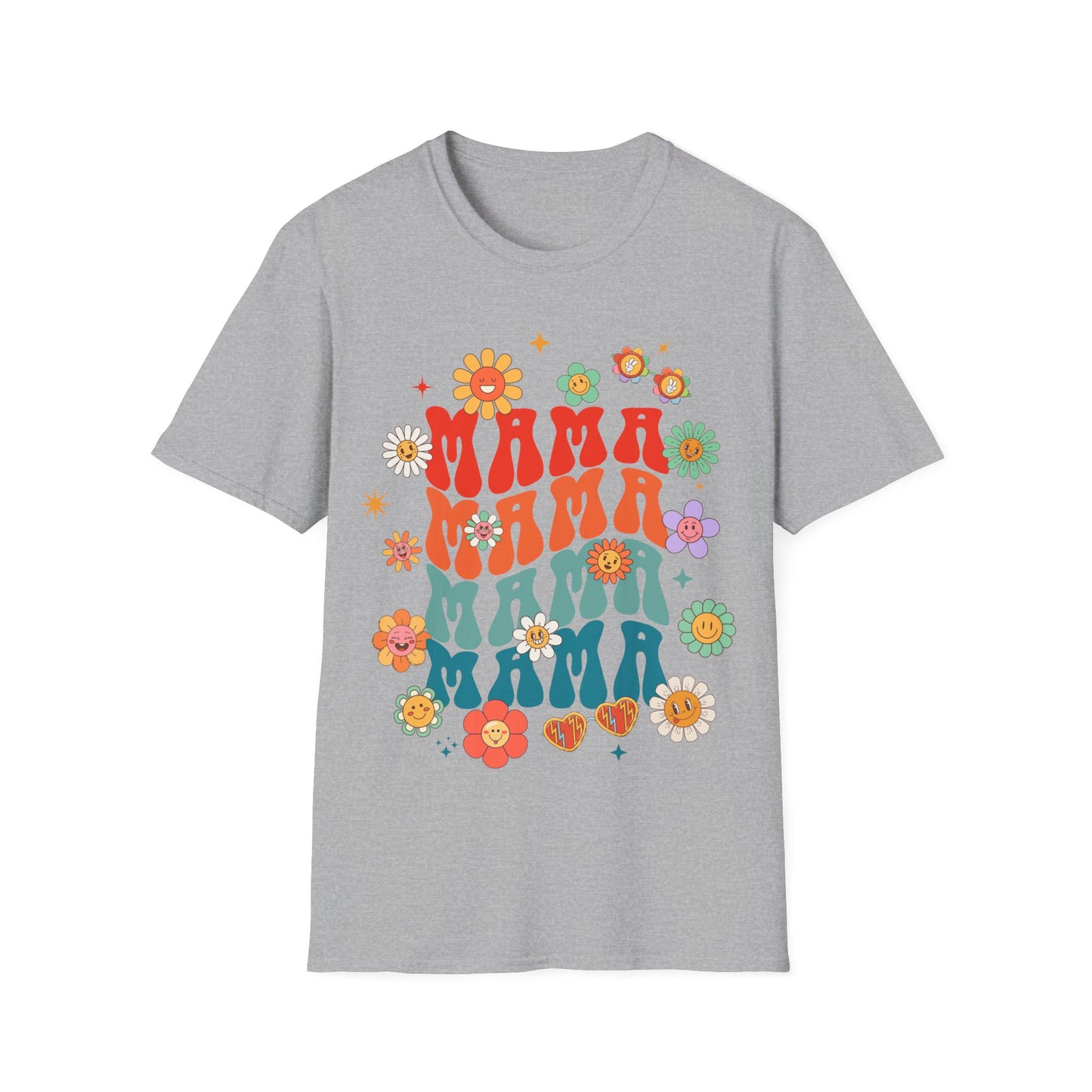 Colorful Floral Mama T-Shirt - Softstyle Tee for Moms