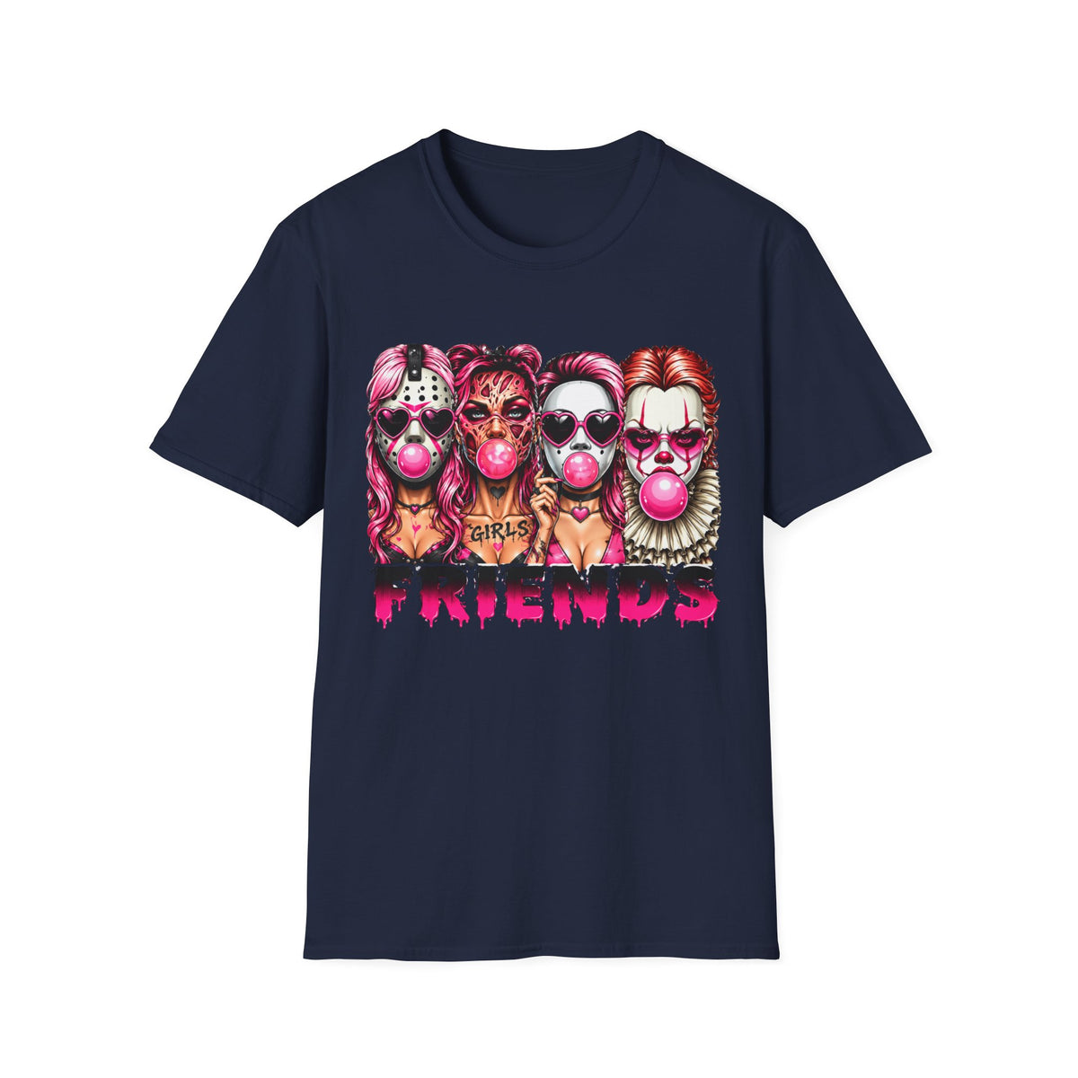 Friends Horror  Graphic T-Shirt – Colorful Retro Character Design