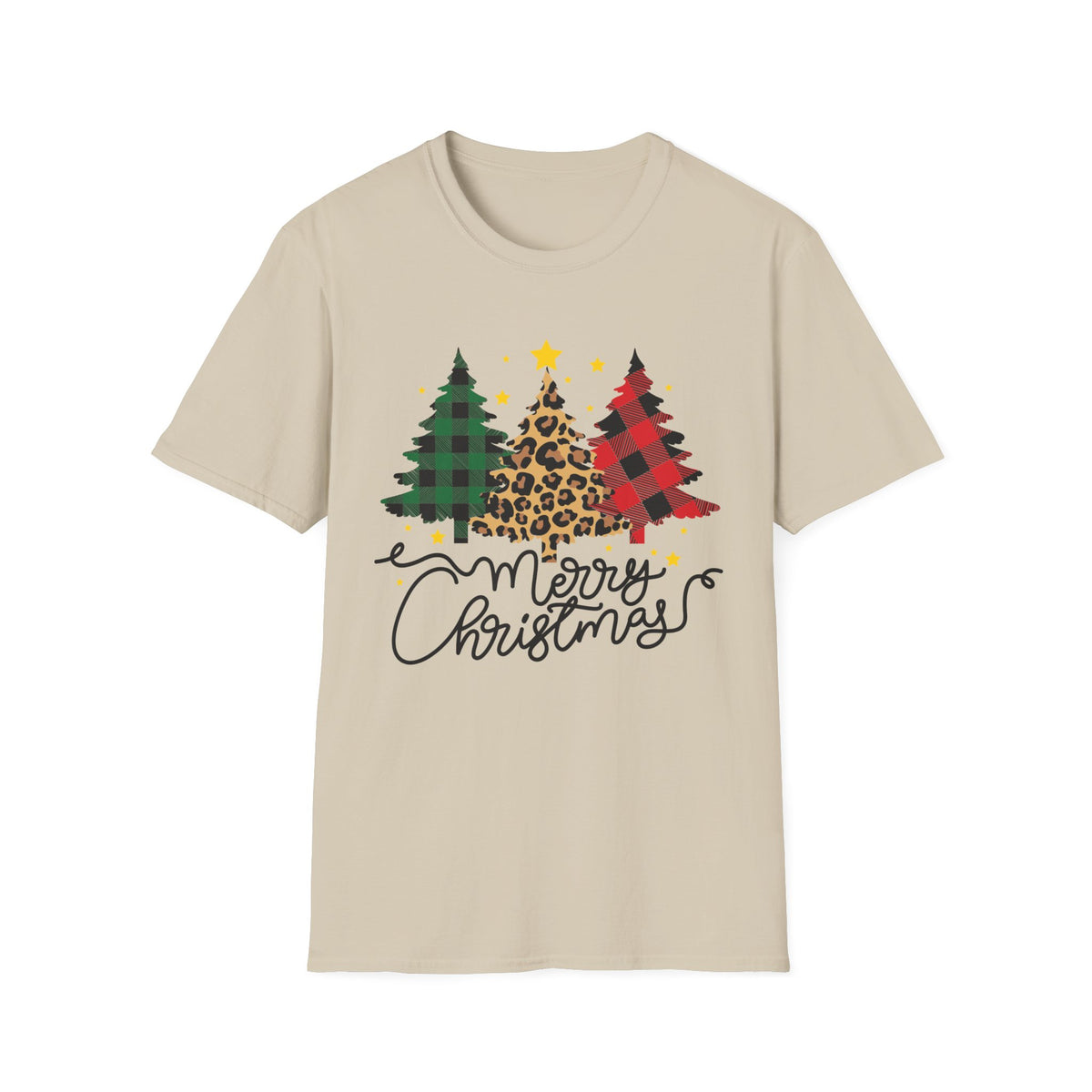 Christmas Buffalo Plaid & Leopard Tree T-Shirt — Merry Christmas Graphic Tee