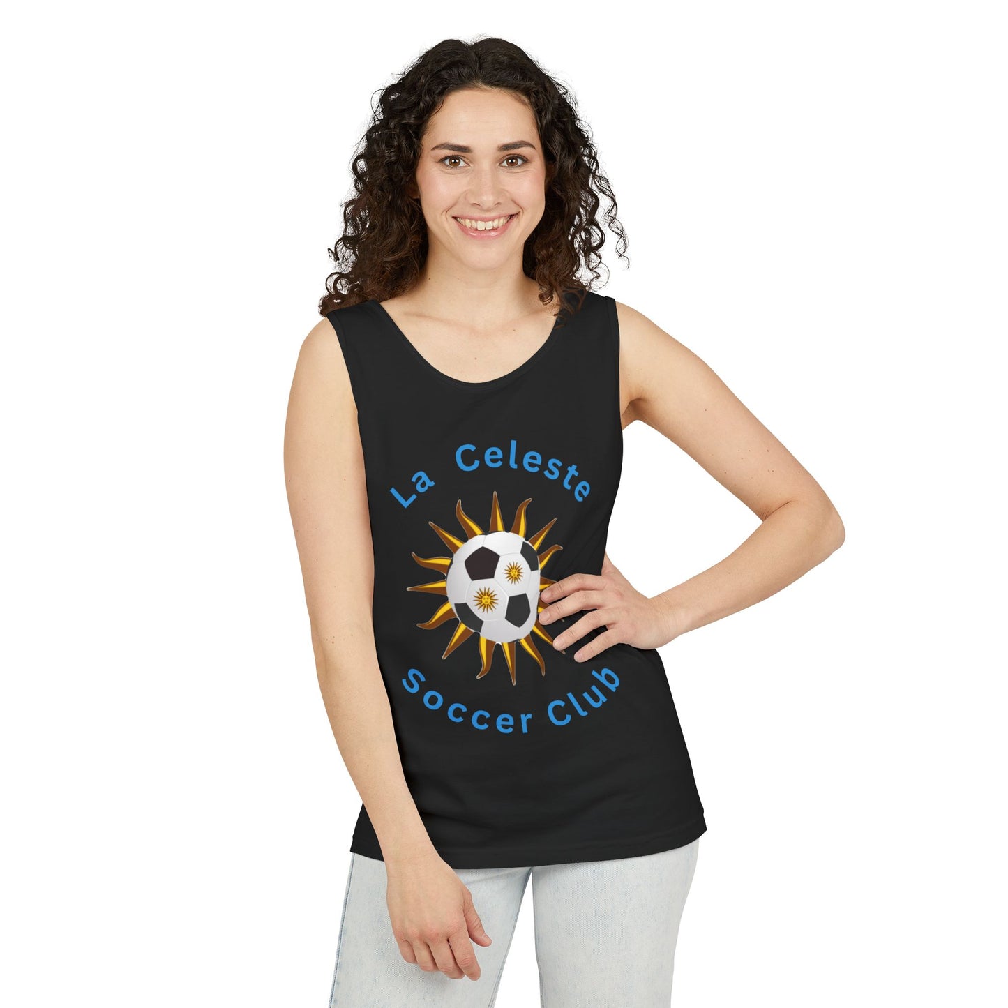 La Celeste Soccer Club Unisex Tank Top, Custom Soccer Team Top, Casual Athletic Wear, Summer Graphic Tee, Gifts for Soccer Lovers