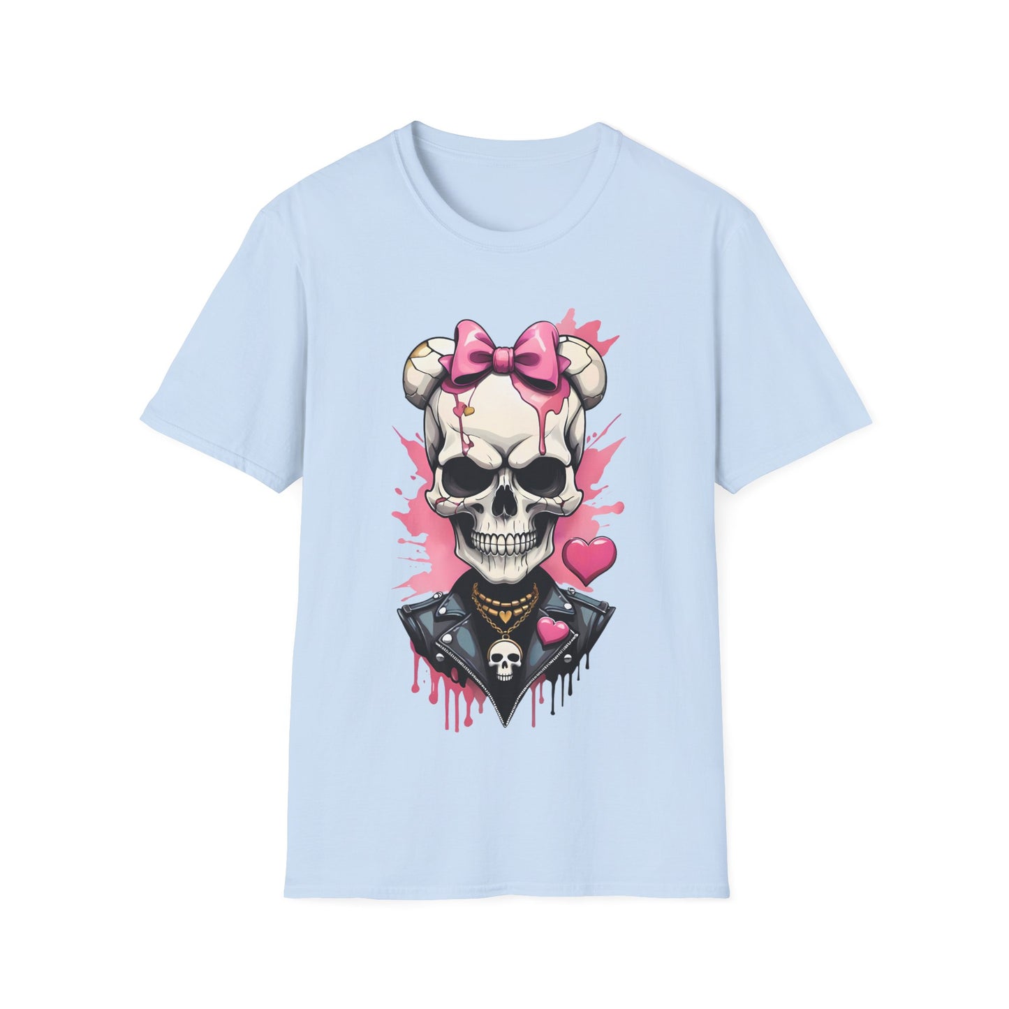 Skull Girl Graphic T-Shirt — Pink Bow Punk Skull Tee