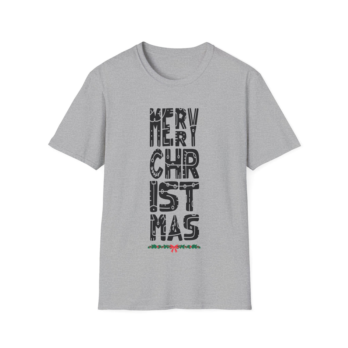 Christmas Vertical Text T-Shirt — "Merry Christmas" Graphic Tee