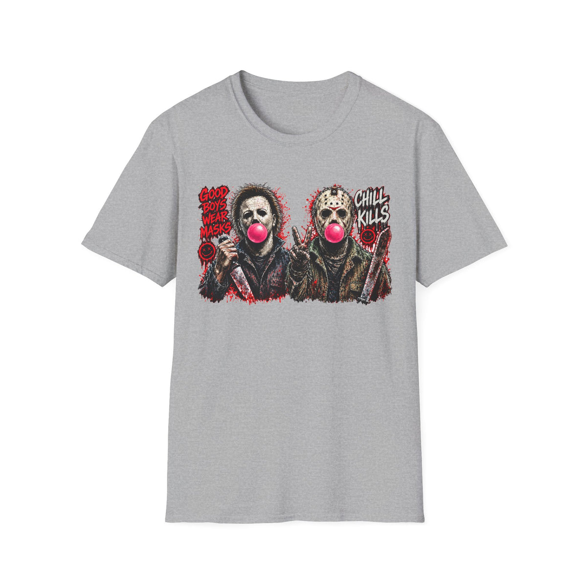 Masked Duo Horror Graphic T-Shirt