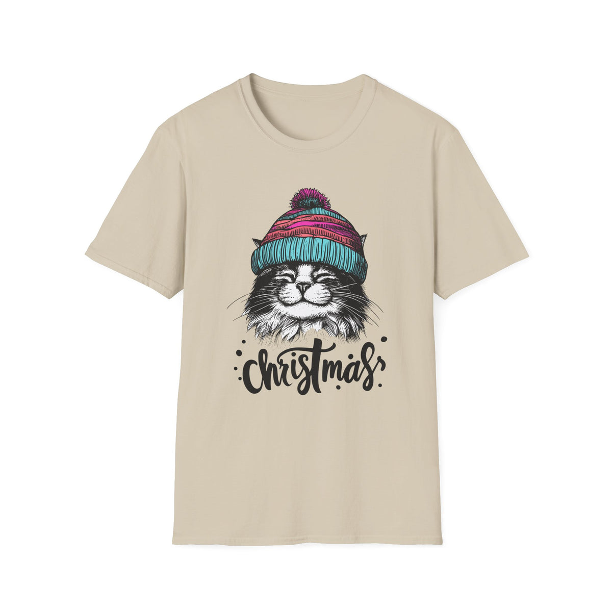 Christmas Cat Tee — Cozy Beanie Cat Graphic T-Shirt