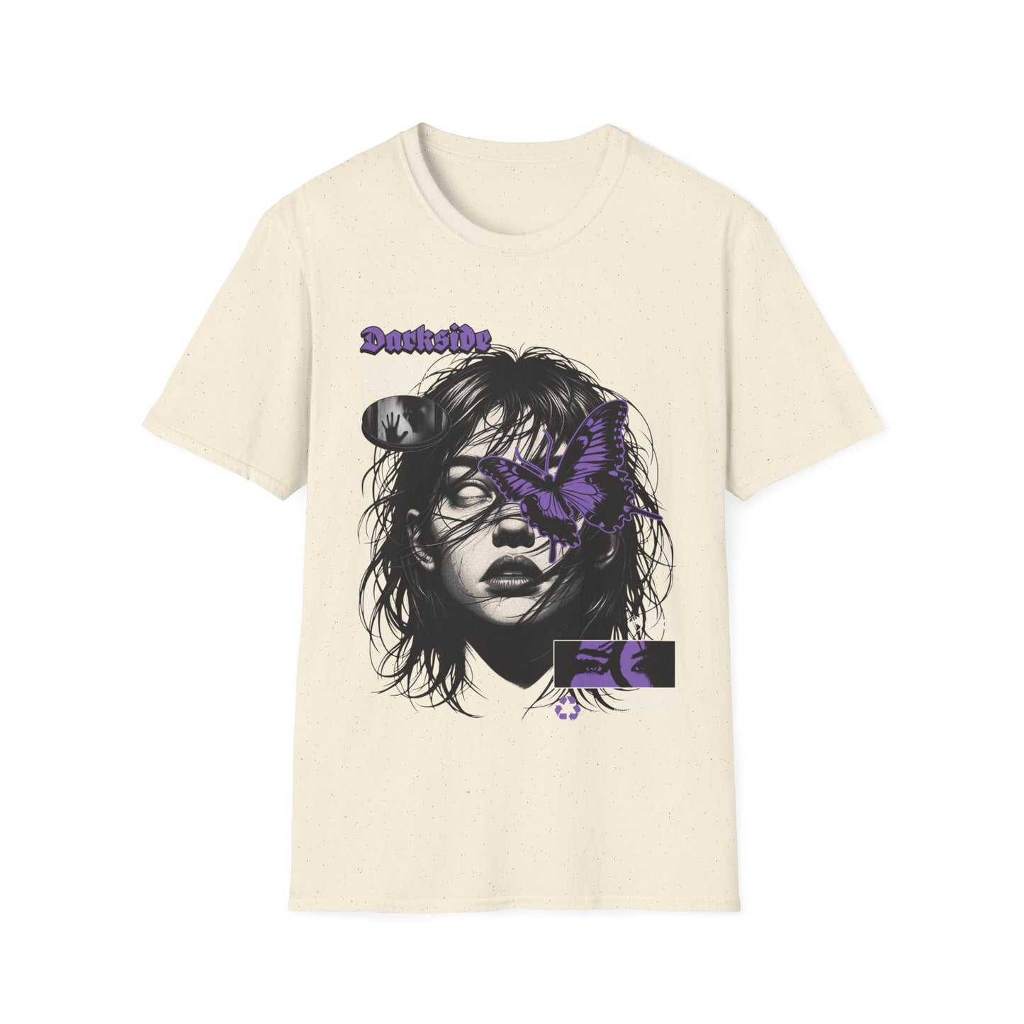 Graphic Tee - Moody Portrait with Purple Butterfly Accent