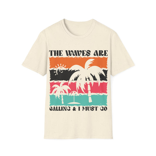 The Waves Are Calling T-Shirt – Retro Palm Beach Surf Tee