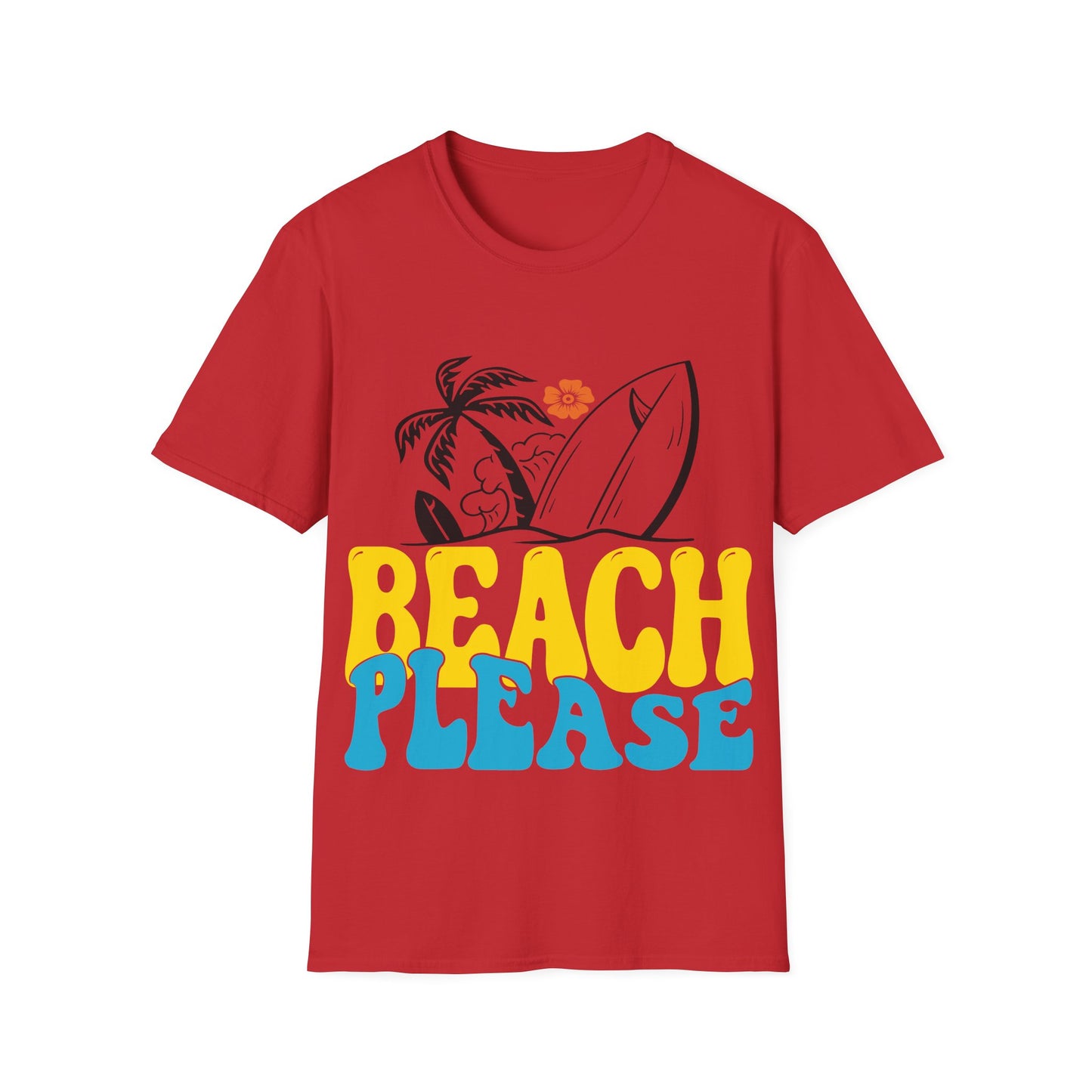 Beach Please T-Shirt – Retro Surf Palm Tree Tee