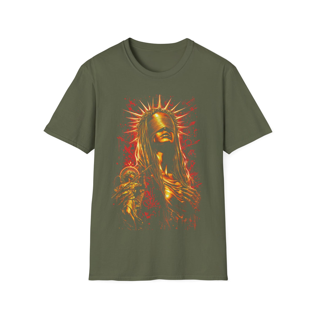 Saint of Flames T-Shirt — Fiery Religious Gothic Graphic Tee
