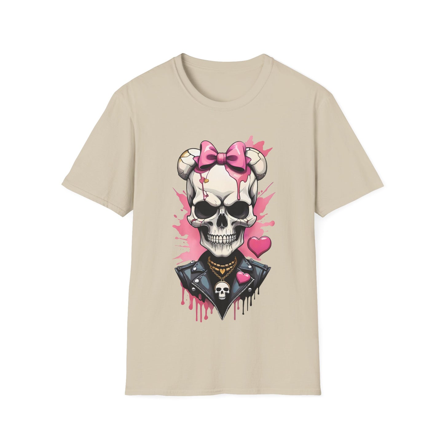 Skull Girl Graphic T-Shirt — Pink Bow Punk Skull Tee