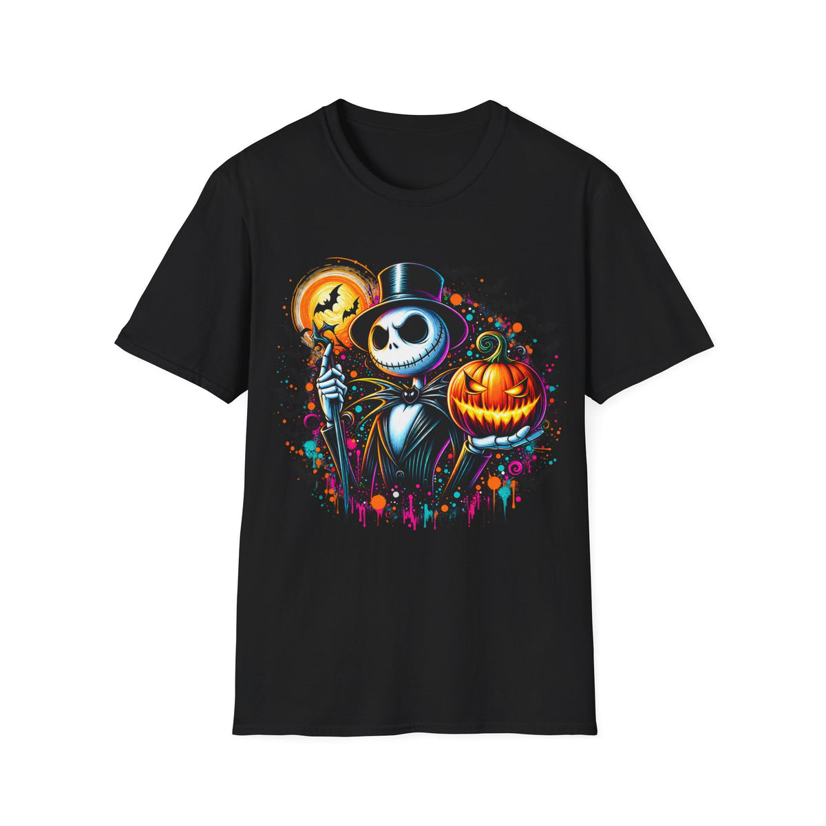 Halloween Jack Skellington T-Shirt — Pumpkin & Bats Spooky Tee
