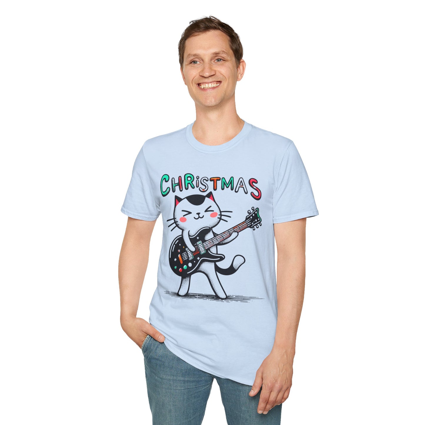 Rockin' Christmas Cat Guitar Groove Unisex Tee