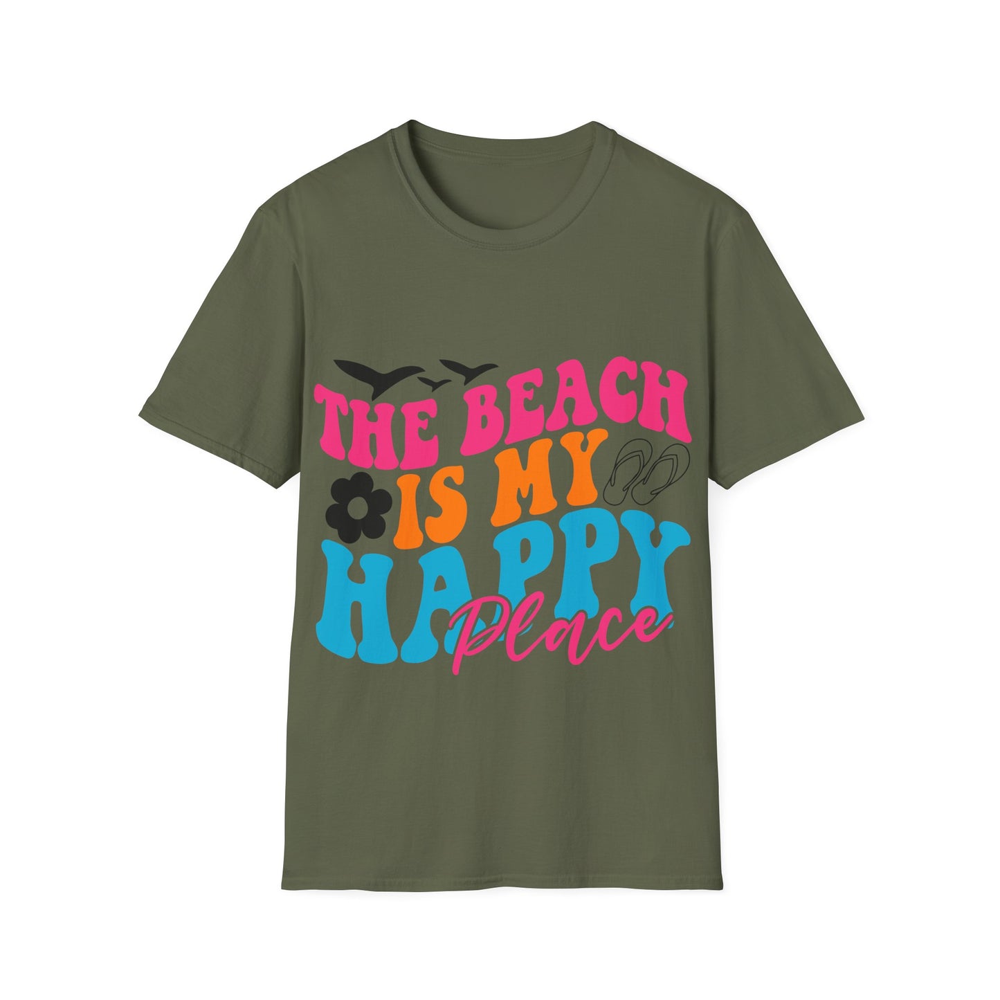The Beach is my Happy Place ,Unisex Softstyle T-Shirt