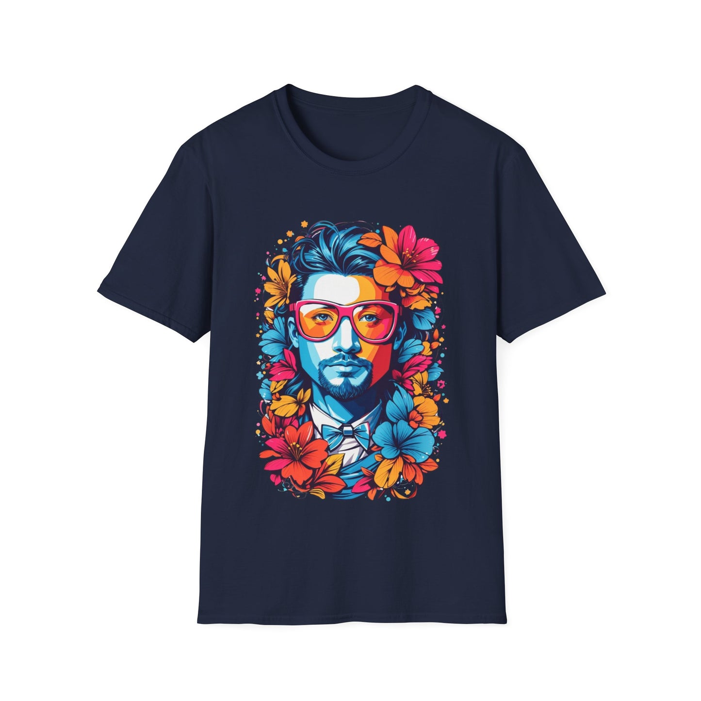Vibrant Floral Portrait Unisex Softstyle T-Shirt