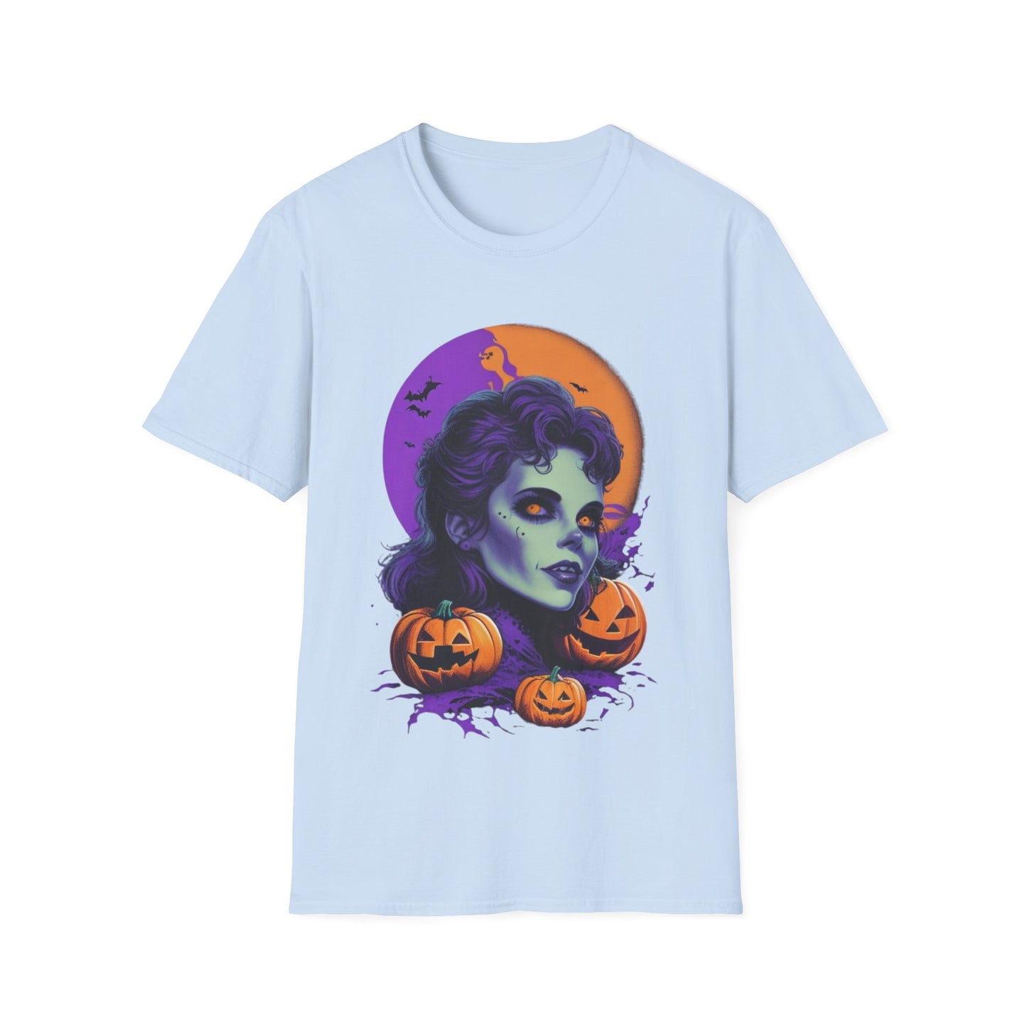 Gothic Vampire Girl & Pumpkins Halloween Style Unisex Tee
