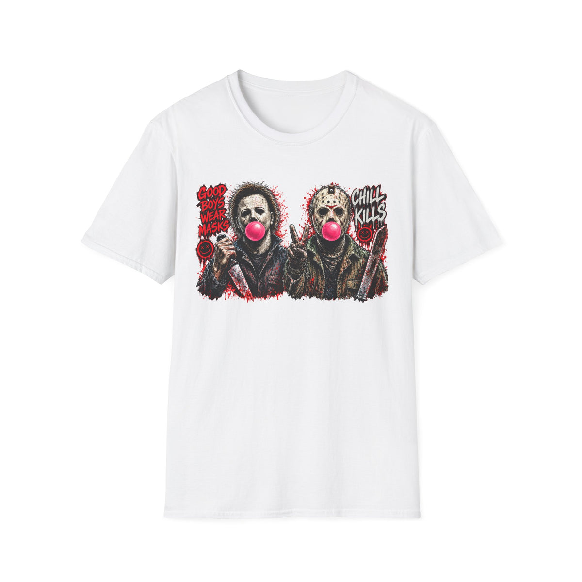 Masked Duo Horror Graphic T-Shirt