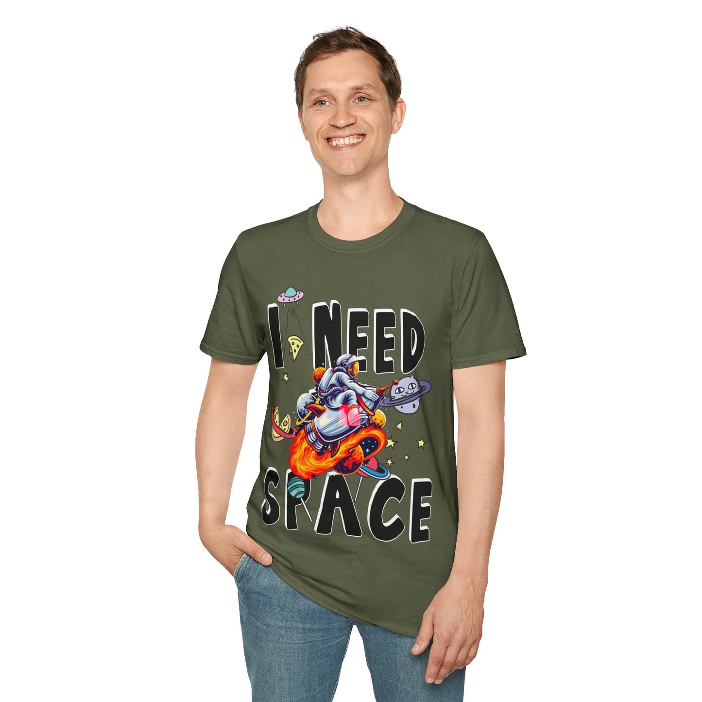 I Need Space Astronaut on a Rocket Unisex Tee