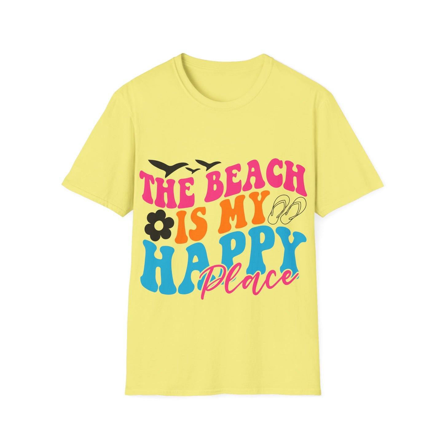 The Beach is my Happy Place ,Unisex Softstyle T-Shirt