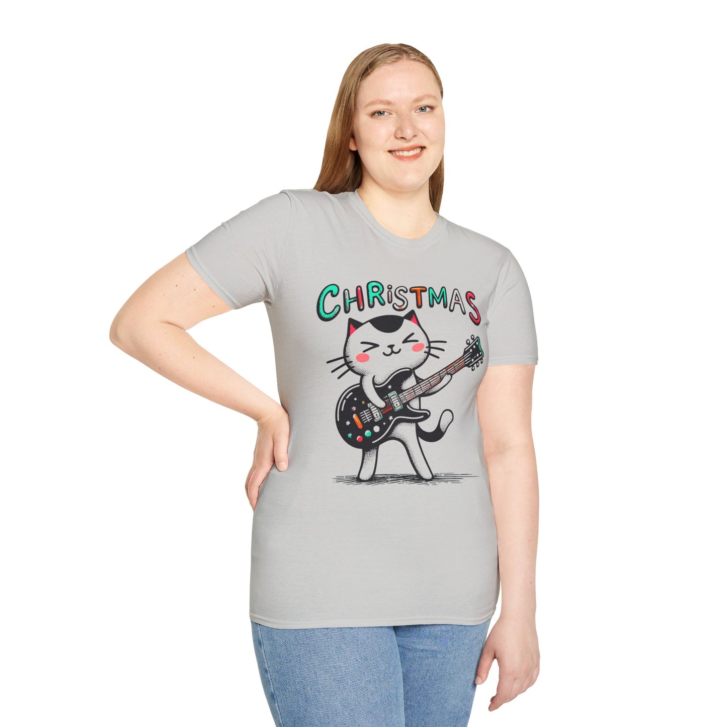 Rockin' Christmas Cat Guitar Groove Unisex Tee