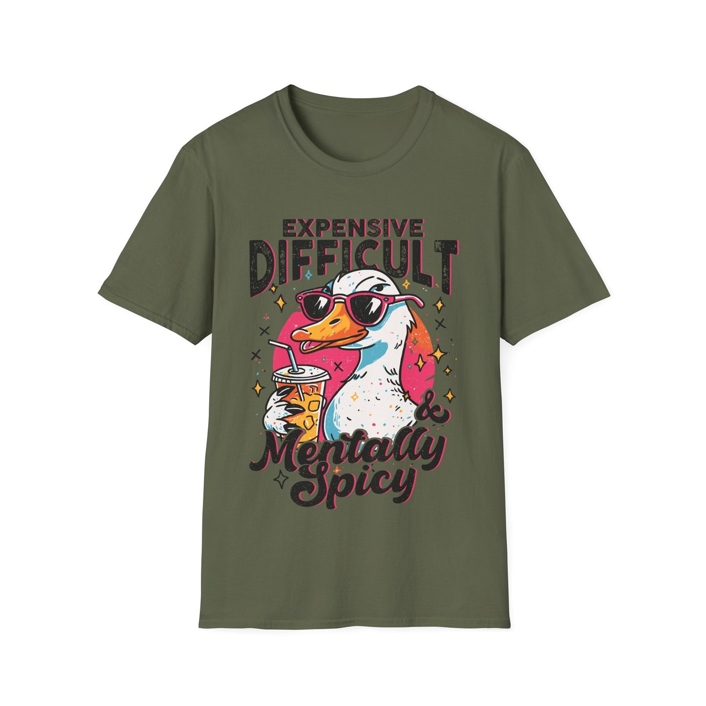 T-Shirt — "Expensive, Difficult & Mentally Spicy" Duck Graphic Tee