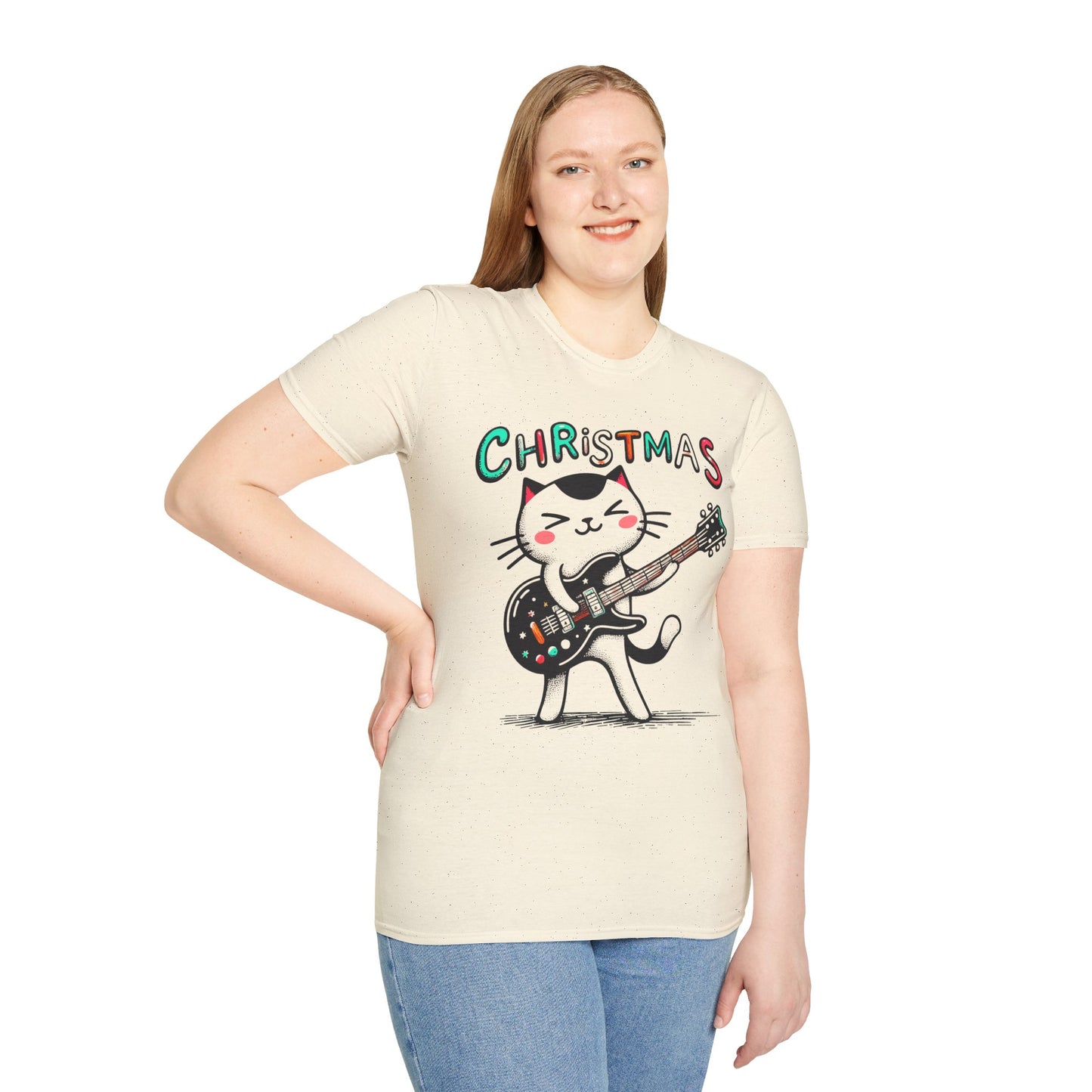 Rockin' Christmas Cat Guitar Groove Unisex Tee