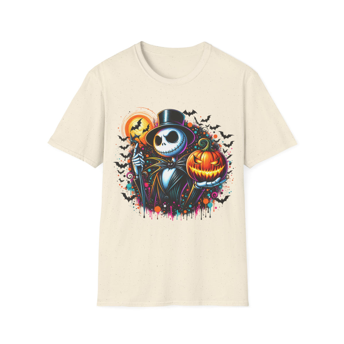 Halloween Jack Skellington T-Shirt — Pumpkin & Bats Spooky Tee