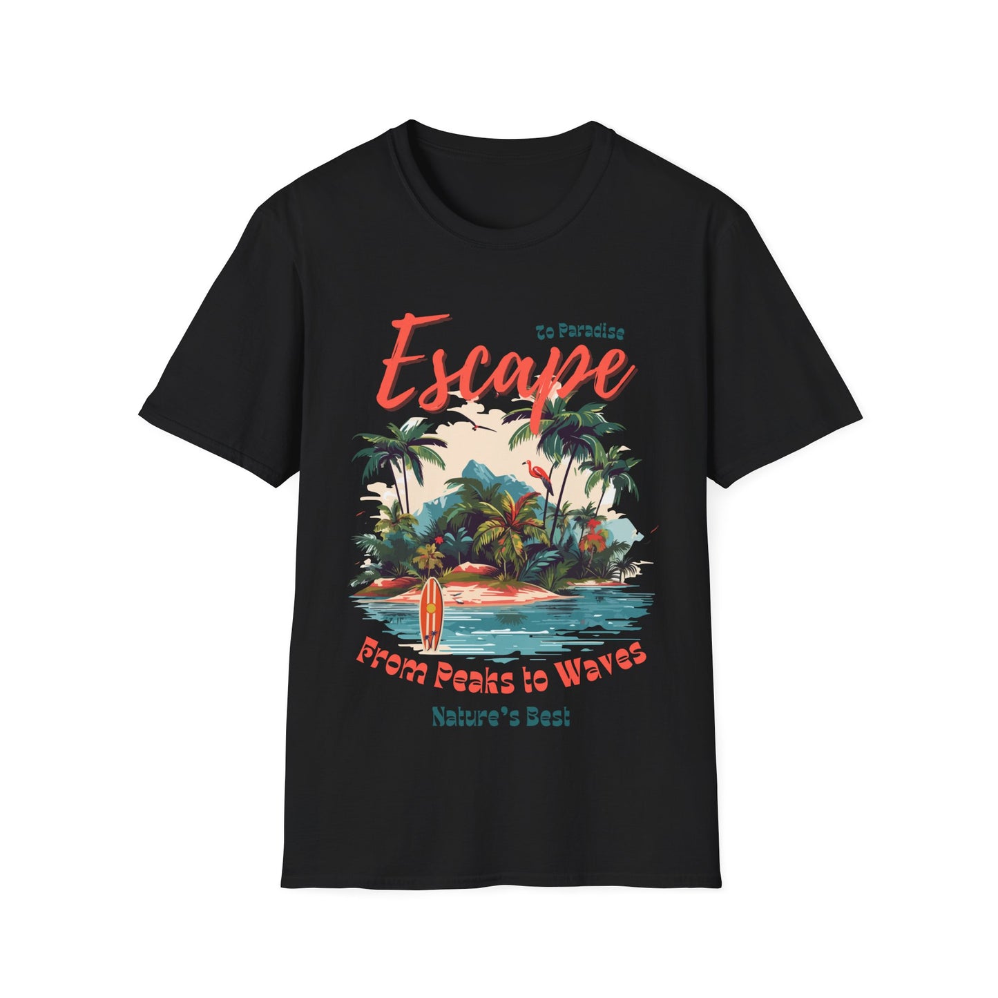 Escape to Paradise Unisex Softstyle T-Shirt – Tropical Beach Vibes