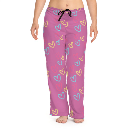 Hearts Love Print Pajama Pants