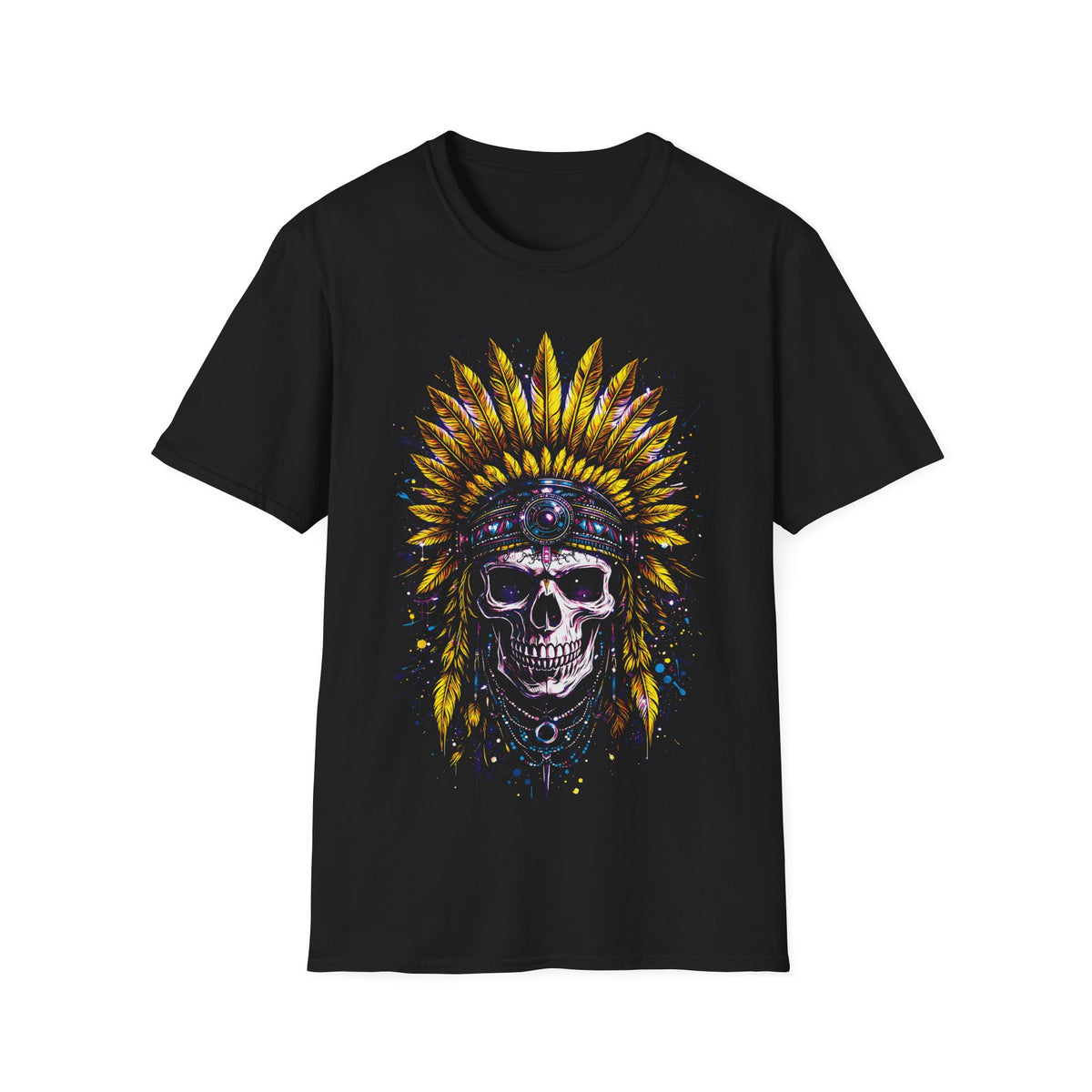 Skull in Feather Headdress T-Shirt