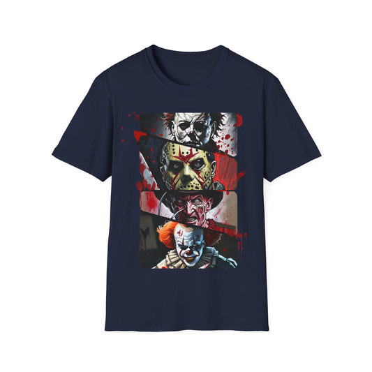 Horror Icons Split-Panel T-Shirt — Graphic Tee
