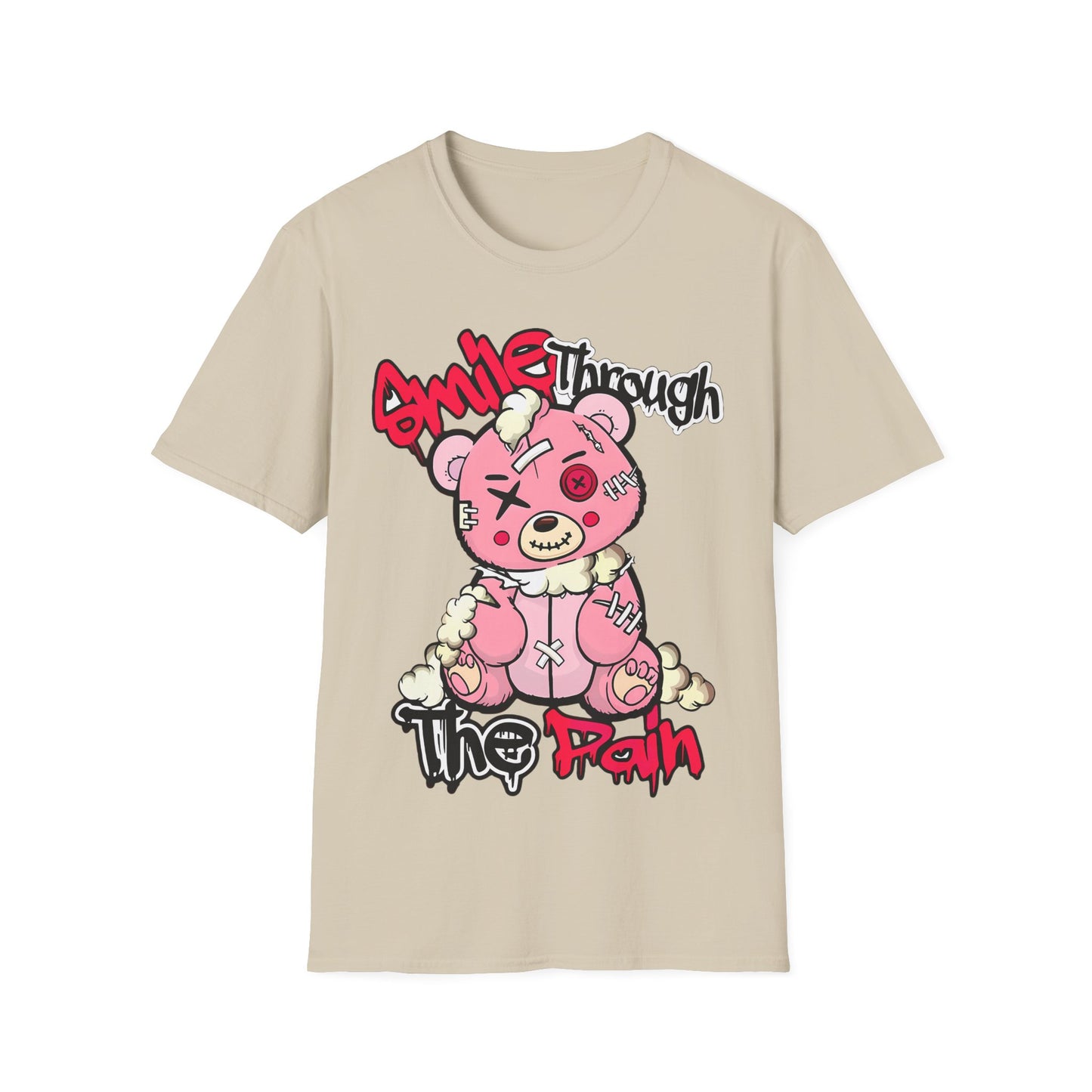 Smile Through The Pain T-Shirt — Cute Grunge Pink Teddy Graphic Tee