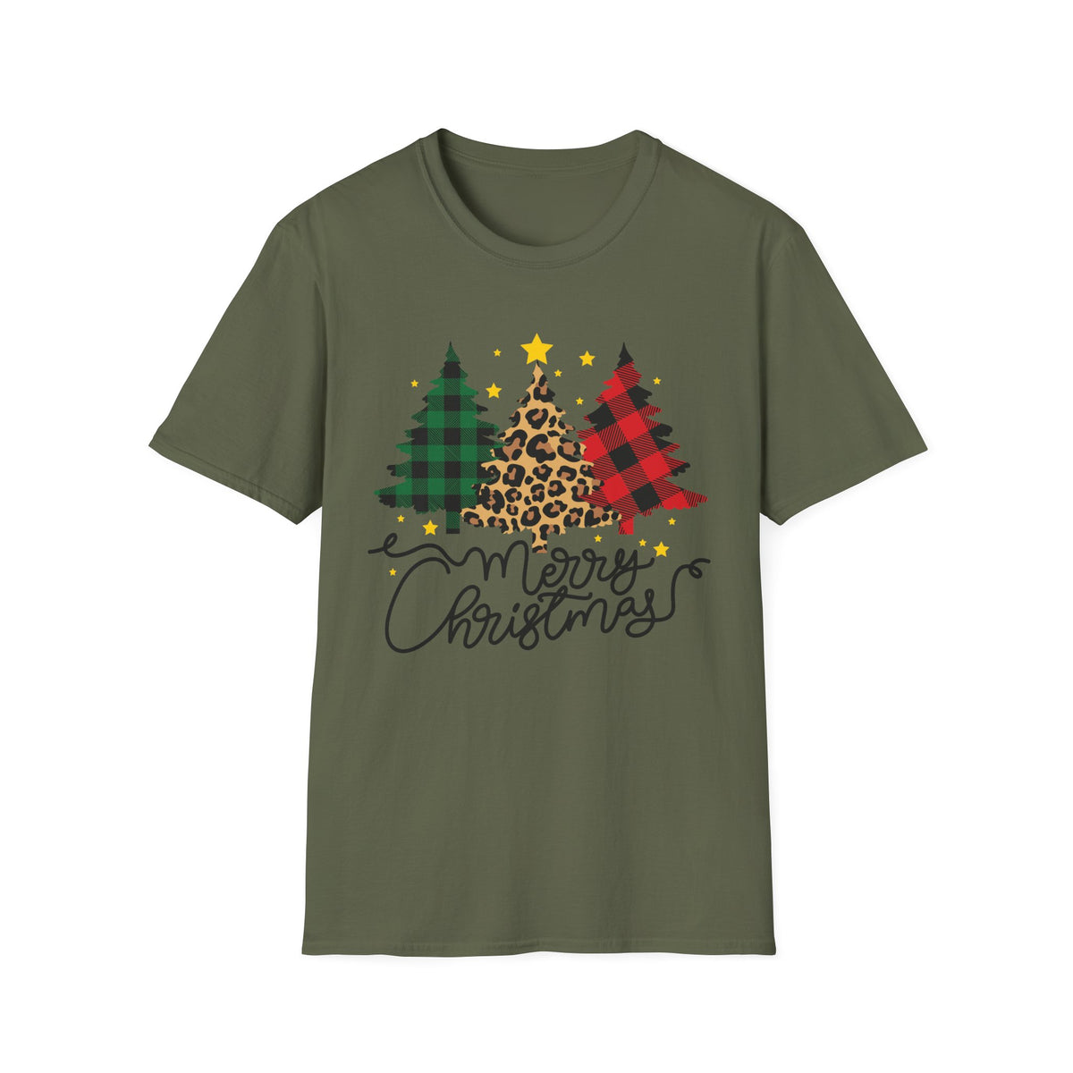 Christmas Buffalo Plaid & Leopard Tree T-Shirt — Merry Christmas Graphic Tee