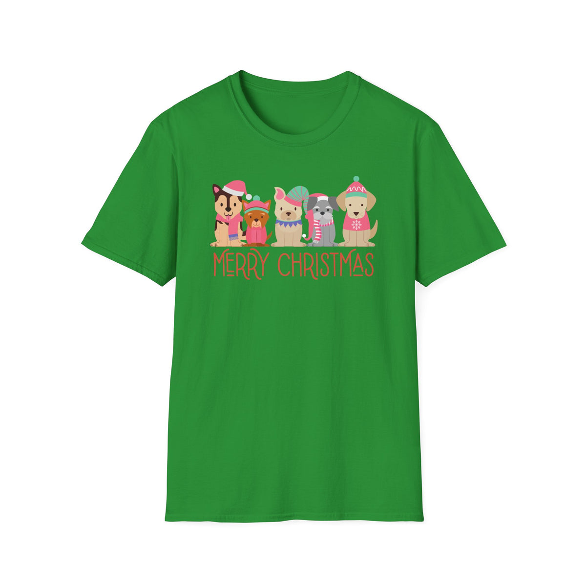 Merry Christmas Dogs T-Shirt — Cute Holiday Puppies Graphic Tee