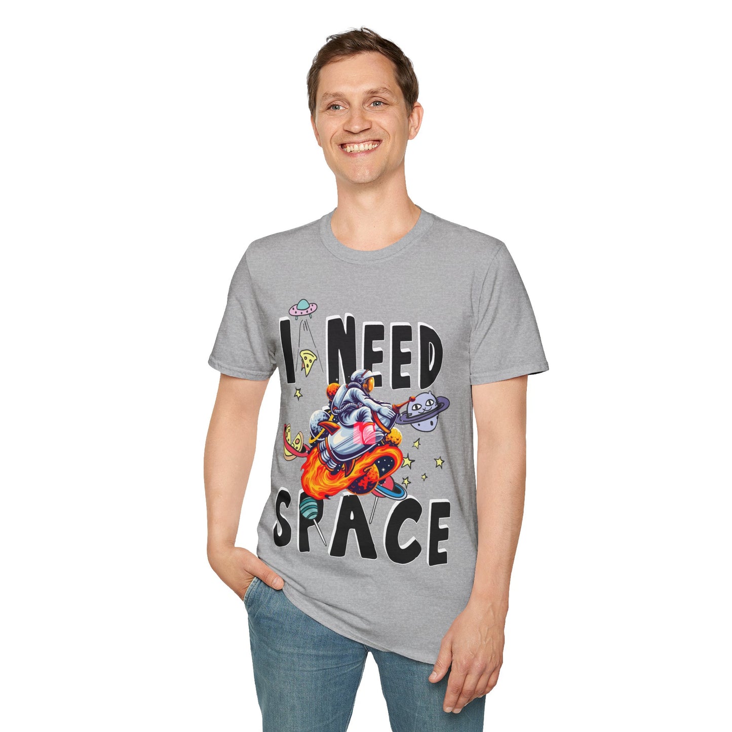 I Need Space Astronaut on a Rocket Unisex Tee