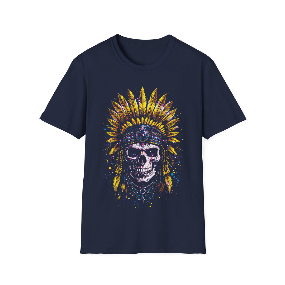 Skull in Feather Headdress T-Shirt