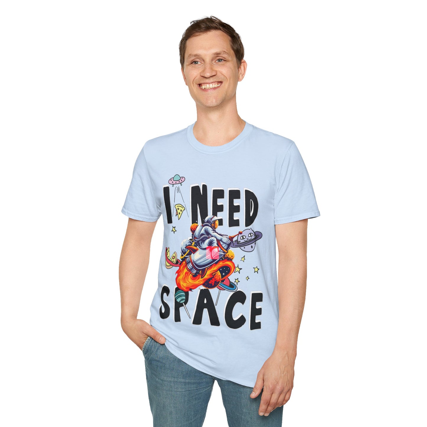 I Need Space Astronaut on a Rocket Unisex Tee