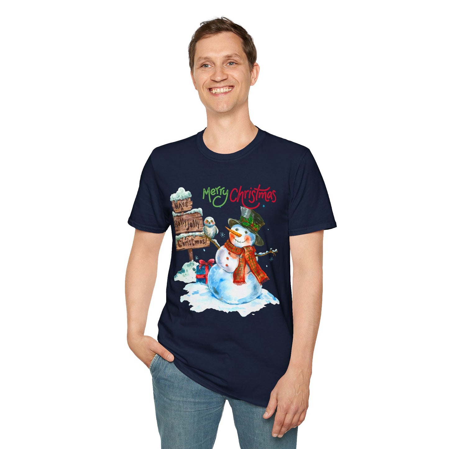 Frosty Fun Merry Christmas Snowman Unisex Tee